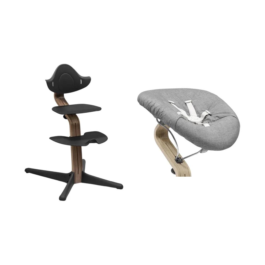 Stokke® Nomi® Stol Valnød Black ink Newborn Sæt bundle
