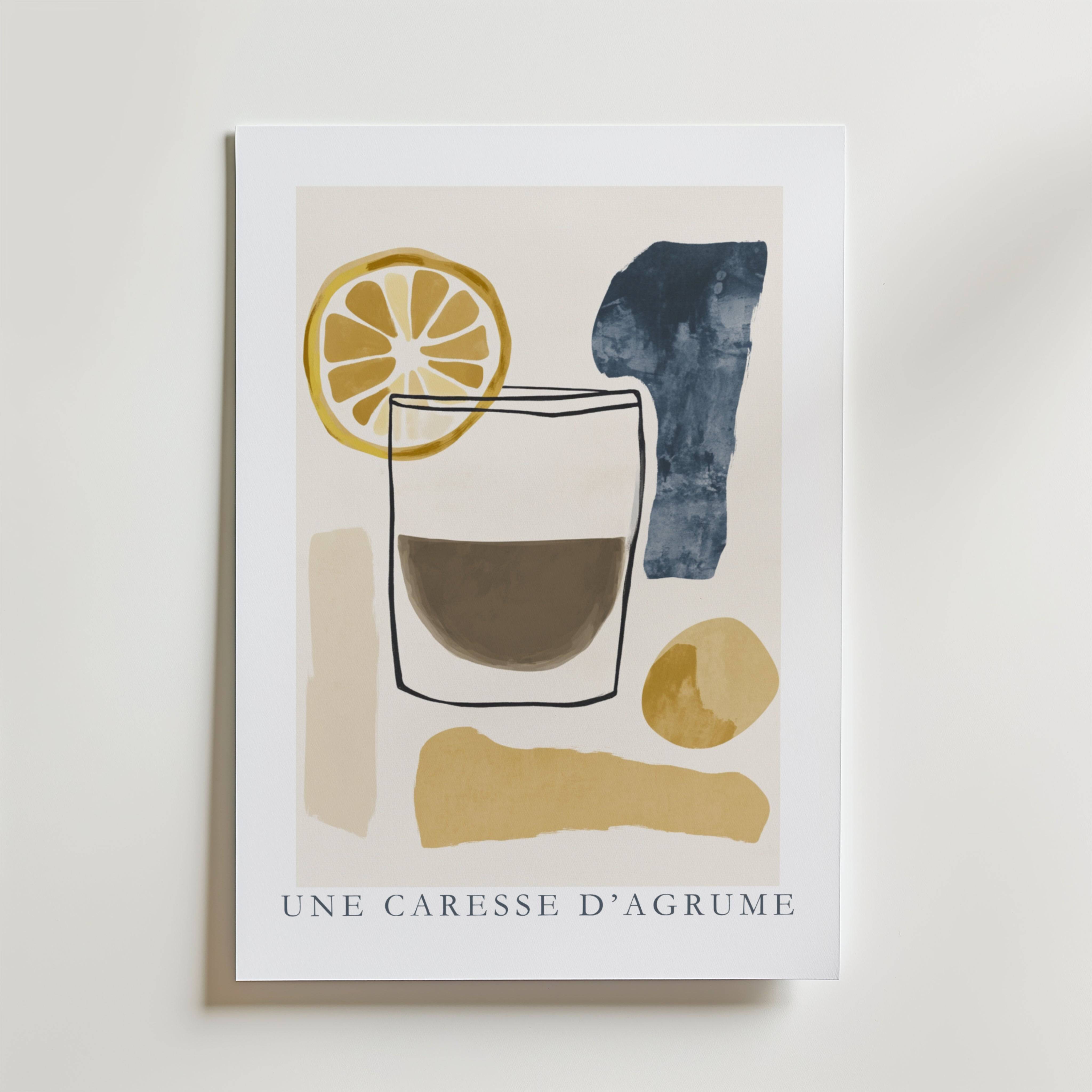 UNE CARESSE D'AGRUME Drink Poster - Premium Canvas 40x50 cm
