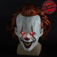 Halloween Cosplay Stephen King's It Pennywise Klovnemaske Kostumemaske uden LED En størrelse Maske med LED