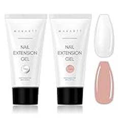 Makartt Nagelförlängningsgel, polygel, 50 ml, bygggel, vit, transparent, naken, rosa, för tekniker, nybörjare, design frisörsalong