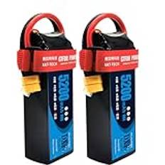 DXF 2-pack LIPO batteri, 6S LIPO batteri med 22,2 V, 5 200 mAh, 80C utgång, XT60-kontakt, för Drones, RC flygplan, lastbilar, helikopter och mer, LIPO 6S, 6S LIPO, batteri i formatet 6S1P