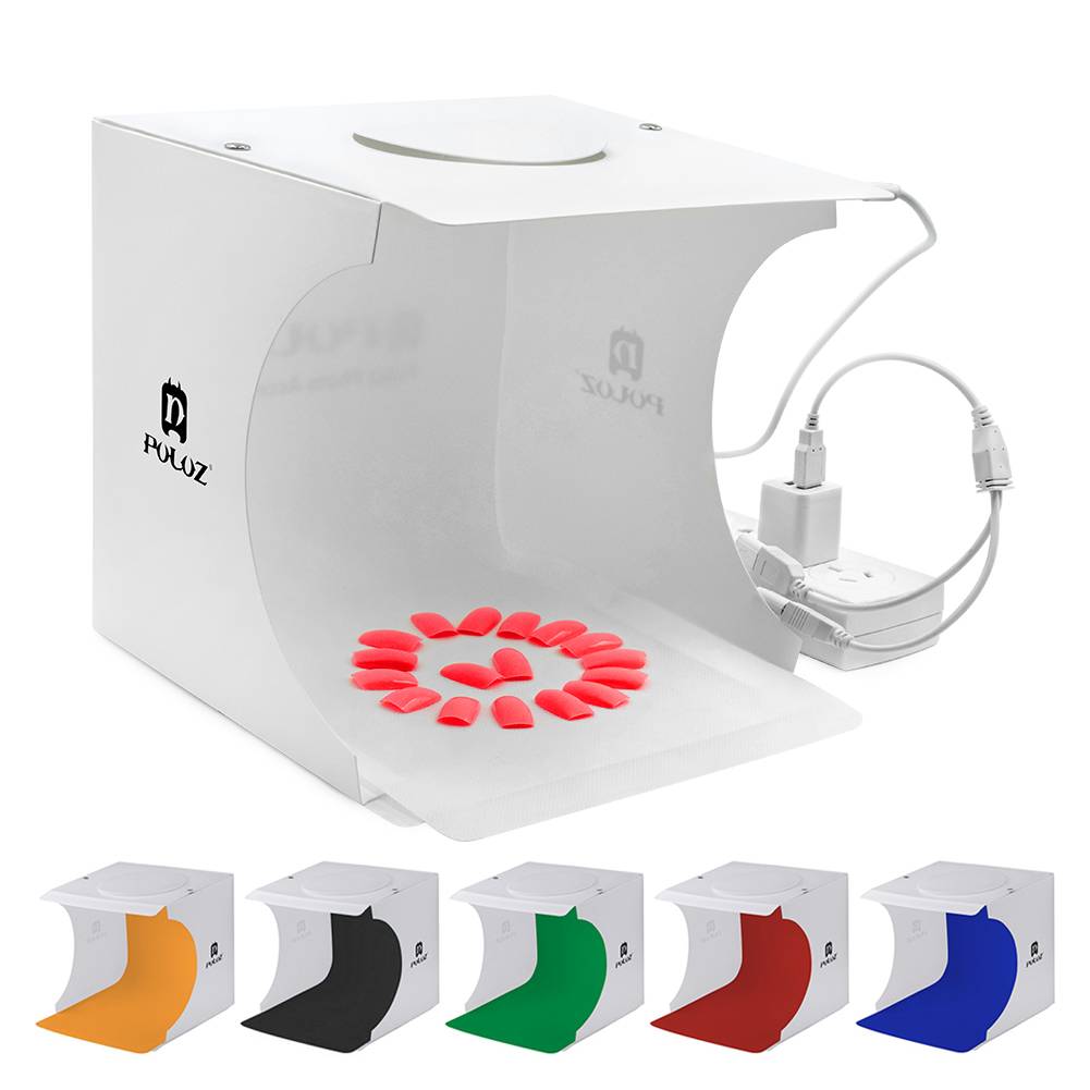 Puluz us plug 8 mini hopfällbar studio utbredd mjuk box lightbox led ljus svart vit fotografi bakgrund foto studio box