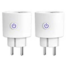 ANTELA Wifi Smart Plug 16A 3680W kompatibelt med Alexa/Google Home, Smart Kontakt med Energimätare och timer, WiFi-uttag med Röststyrning/Appkontroll,Överspänningsskydd, Kortslutningsskydd,2pc