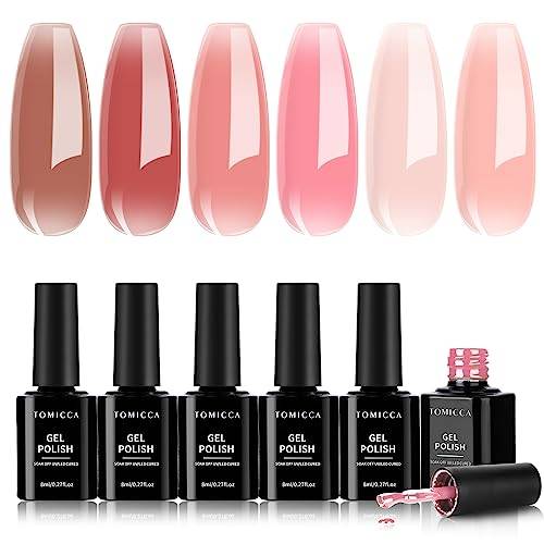 TOMICCA Gel Nail Polish Set, 6 Color Gel Nail Polish Kit, DIY at Home Starter Kit & Nail Art Salon Professional, Non - Toxic C1