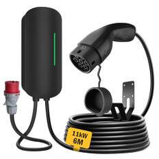 Morec EV laddningsstation ev laddare 7 KW/11 KW/22 KW typ 2 EU standard IEC 62196-2 kontakt med strömkabel till distributionslåda bärbar snabb vägglåda 6,1 m (YM30C-11KW-T2-CEE)