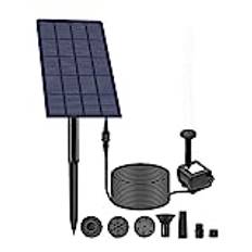 Kavolet Solar fontän 2,5 W, vattenpump med 4 munstycken, 160 l/h, för damm, fågelbad, akvarium, trädgårdsdekoration