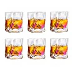 Osymmetriska whiskyglas, presentset för män, dricksglas för födelsedag, fars dag, pensionering, farfar, till rom, gin, bourbon, 6-pack