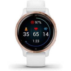 Garmin Venu 2S Smaller-sized GPS smartwatch, Rose Gold Bezel with White Case and Silicone Band