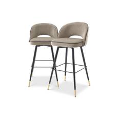 Cliff bar stool savona greige velvet set of 2