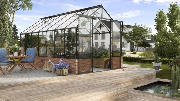 Cassandra - Växthus Vitavia 9,9 - 11,5 m² 9,9 m² Svart
