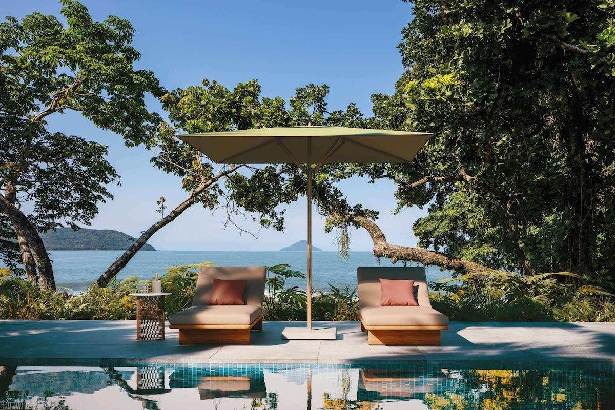 Meteo L telescopic parasol 330x330 cm - Slate stone / Fog