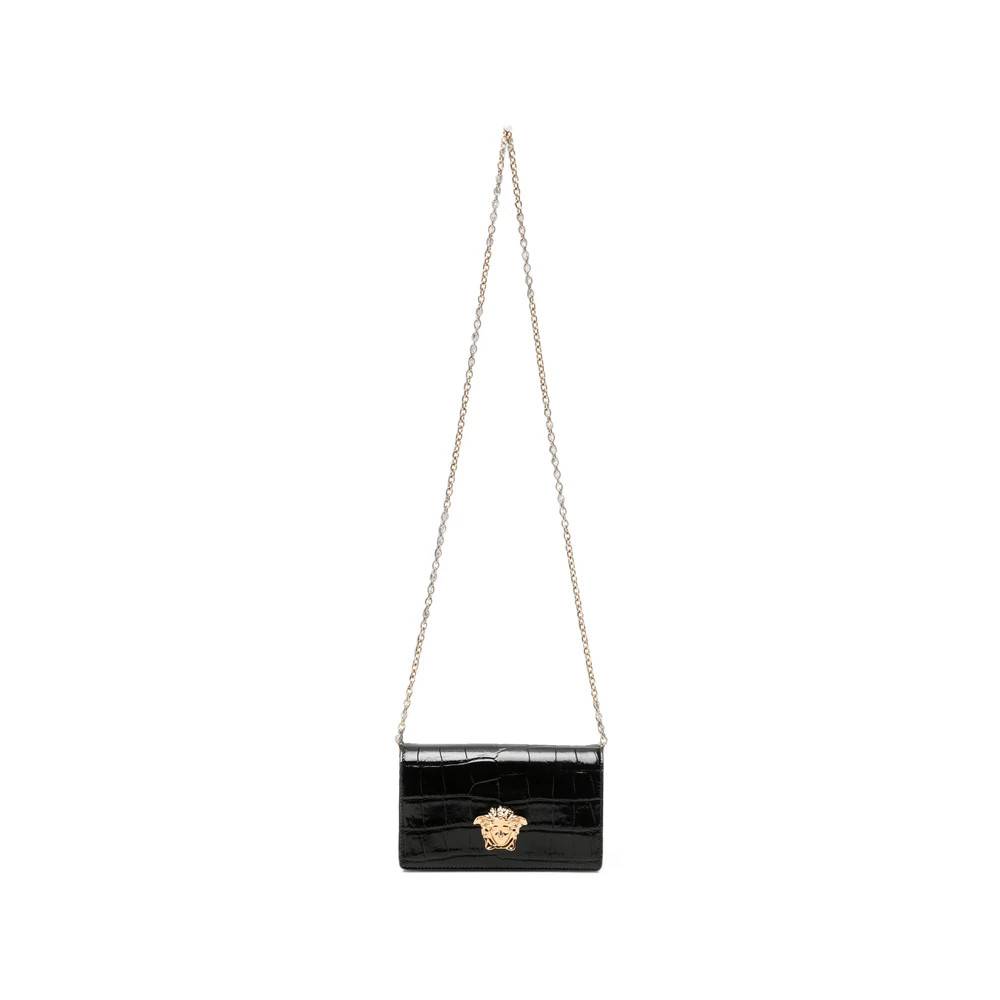 Versace Medusa '95 Croc-Effekt Skuldertaske - Tasker - Dame - Sort - ONE SIZE - Uld