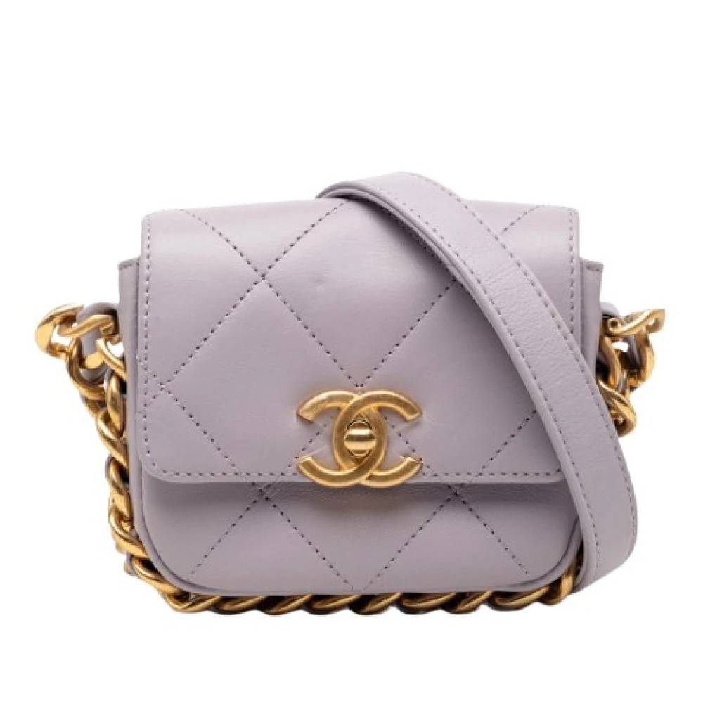 Chanel Vintage Pre-owned Quilted Mini Crossbody Taske - Vintage - Dame - Lilla - ONE SIZE - Uld