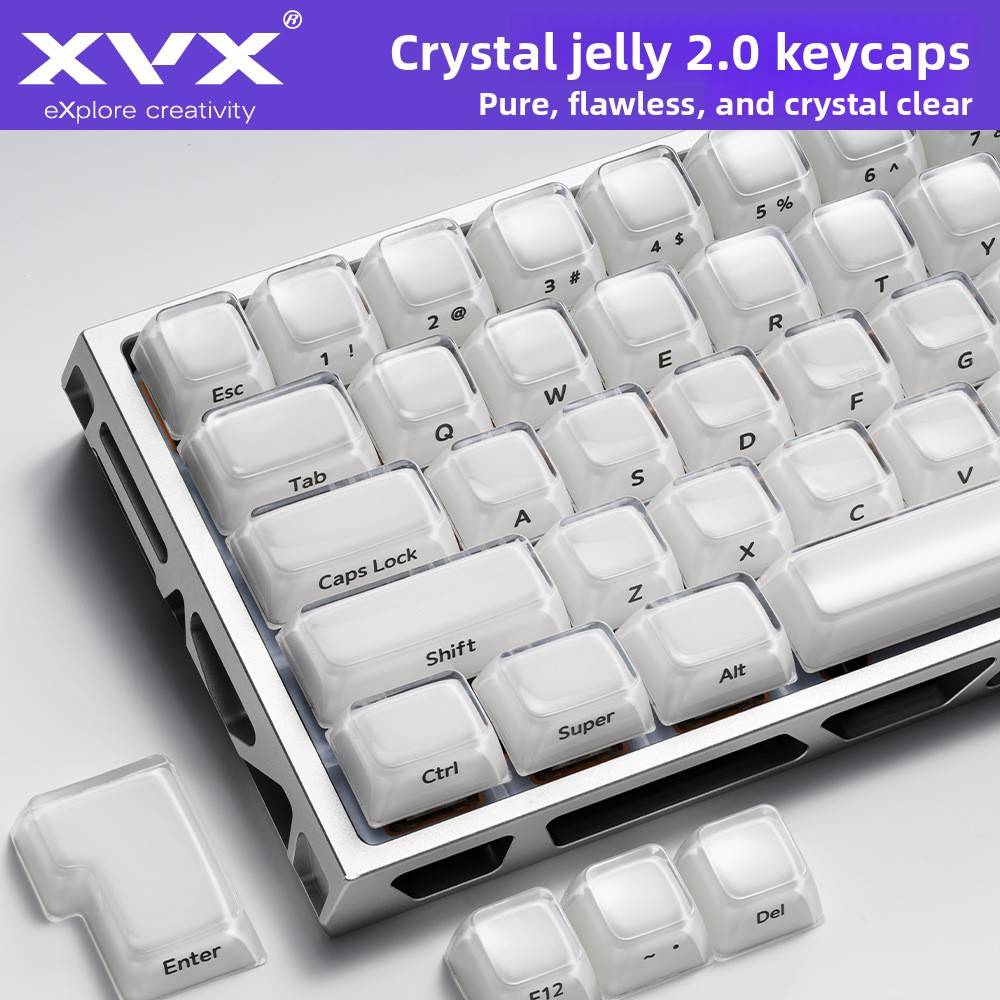 Crystal Jelly 2.0 Keycaps Side Printed PC Thickened White MDA Profile For Magnetic Switch Mechanical Keyboard