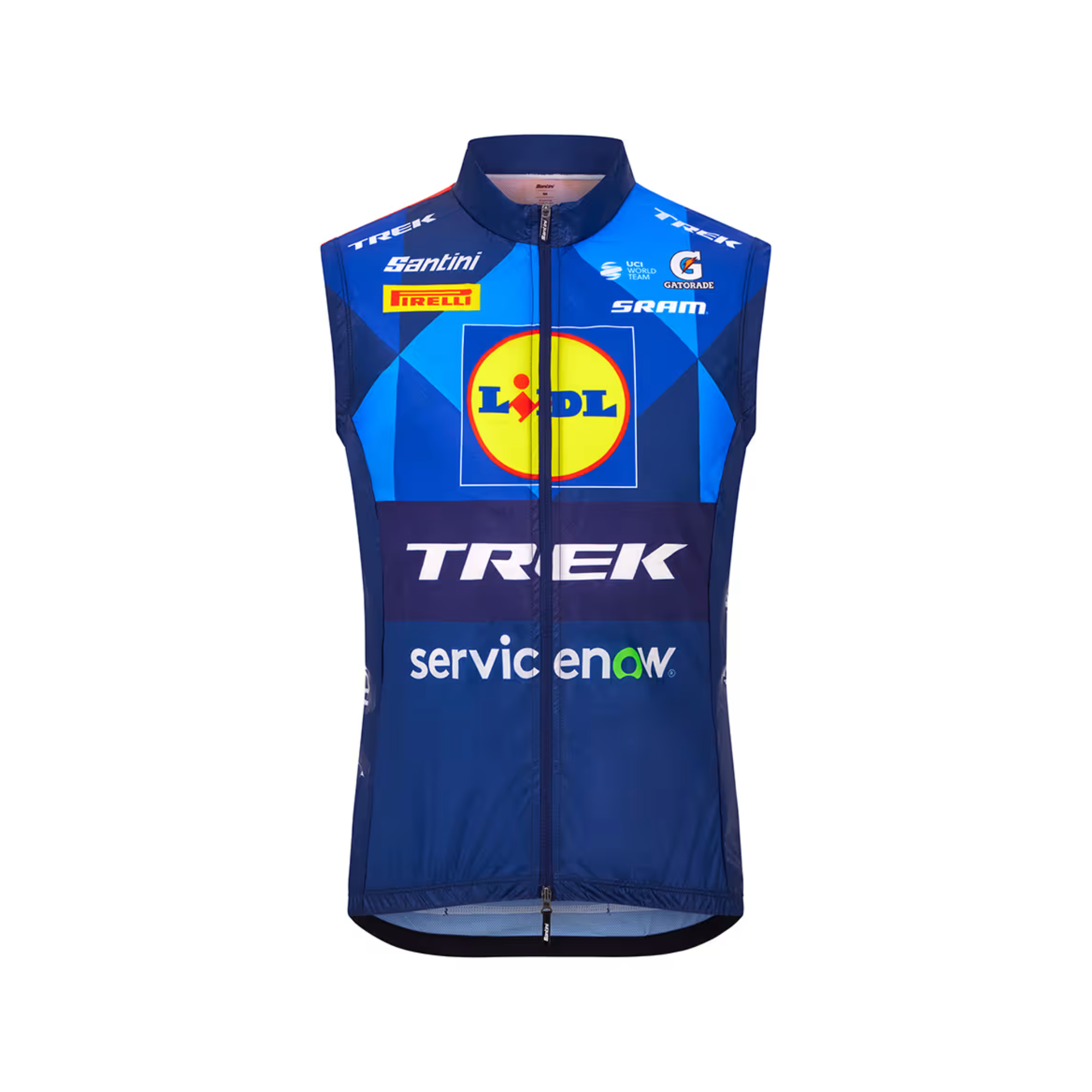 Santini Lidl-Trek Replica Race vindvest - Dark Blue/Yellow - XXL - Cykeltilbehør