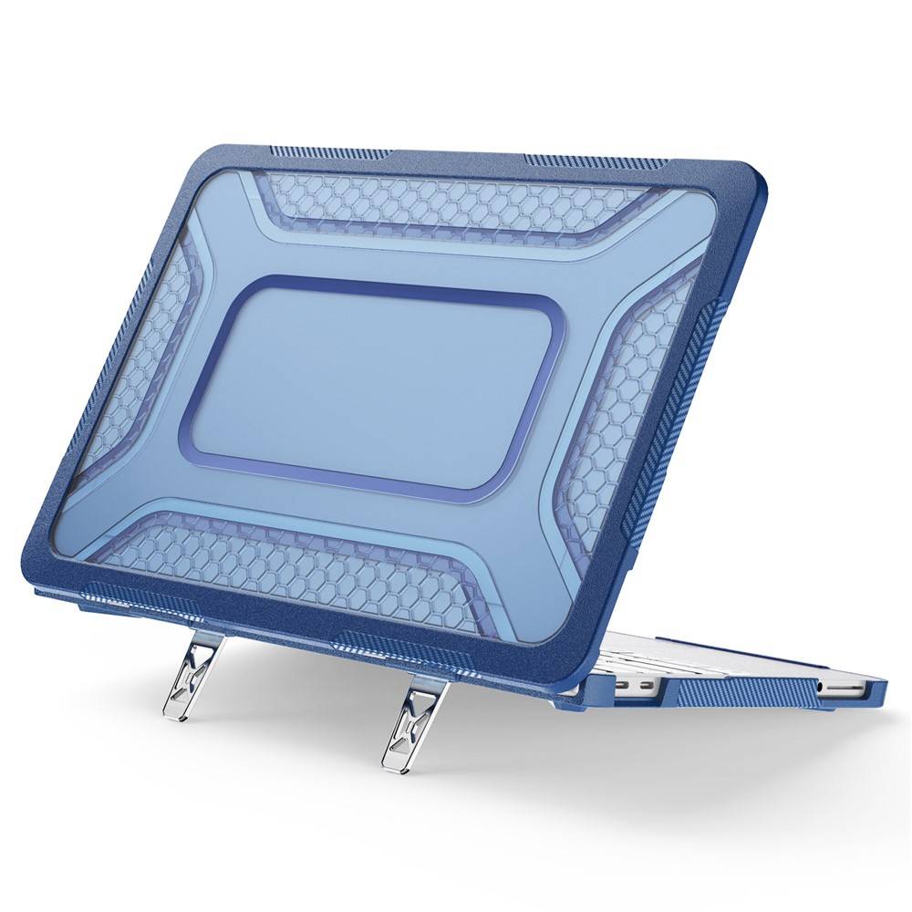 MacBook Neo 13 (2026) A3404 - Stötsäkert skal med ventilation och stativ i metall - Marinblå