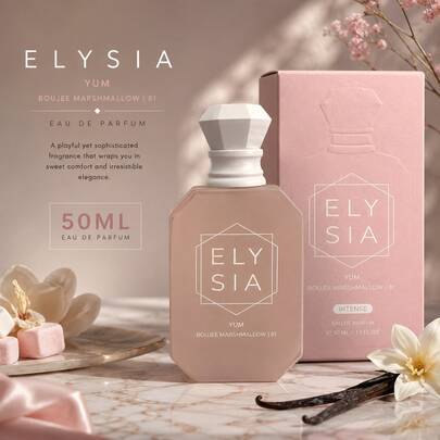 ELYSIA Yum Boujee Marshmallow 81 50ML Eau De Parfum för kvinnor, söt vaniljmarshmallow, mjuk krämig långvarig parfym