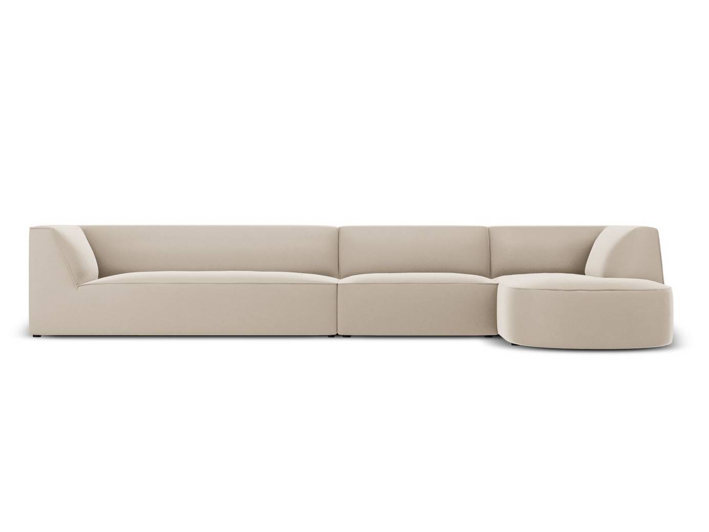 Cosmopolitan Design högervänd sammetsmodulhörnsoffa, "Siena", 5-sits, 366 × 180 × 69 cm, Salvador, svarta plastben, Variant RRC_L_44
