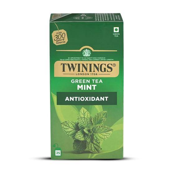 Twinings Grönt Te & Mynta, 25 tepåsar, Grönt te, Frisk & Uppfriskande Myntasmak, 50 gram