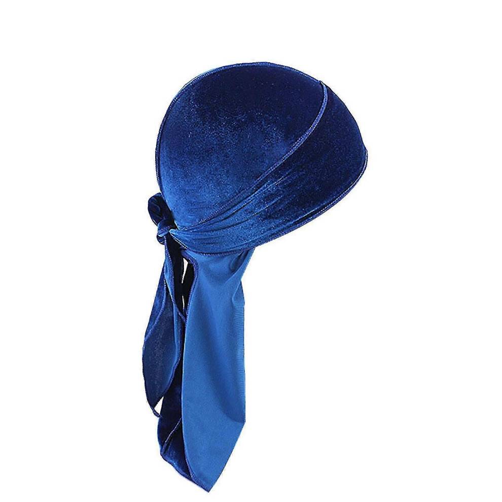 (Royal Blue) Durag Cap Solid Color Ultra Soft Keep Warm Velvet Men Women Head Wrap With Long Tail For Winter/YY