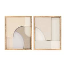 Moderne Skandinavisk Hvid Beige Maleri - 40 x 3,8 x 50 cm (Sæt af 2)