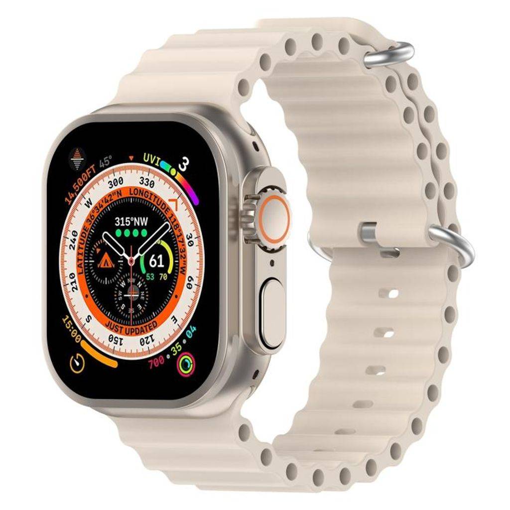 Apple Watch 46mm/49mm/45mm/44mm Silikone Urrem - Beige