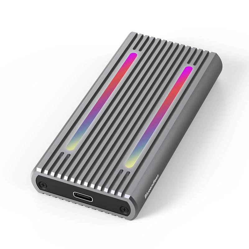 Blueendless M.2 NVME/SATA Dual-protokoll RGB SSD-hölje 10Gbps Extern Solid State Drive Case Verktygslös Case