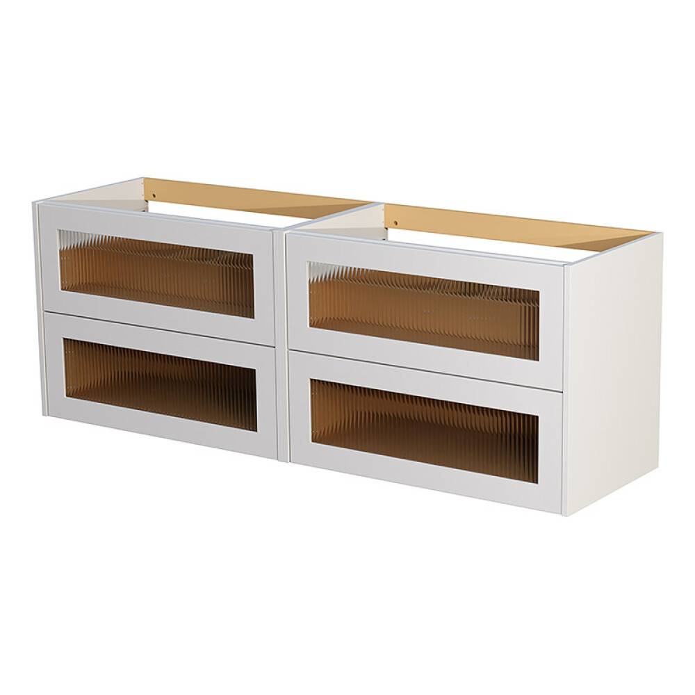 TVÄTTSTÄLLSSKÅP CAMARGUE AURA DUBBEL 160CM 4 LÅDOR LINJEGLAS LJUSGRÅ