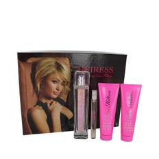 Paris Hilton Heiress by Paris Hilton Gift Set -- 3.4 oz Eau De Parfum Spay + .34 oz Mini EDP Pen Spray + 3 oz Body Lotion + 3 oz Shower Gel - '--