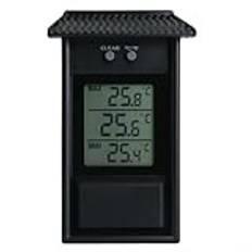Digital inomhus utomhus termometer robust inomhus utomhus max min termometer, vattentät temperaturmätare, lätt att läsa display (svart)