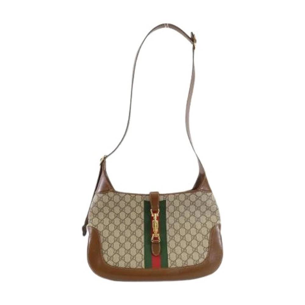 Gucci Vintage Pre-owned Jackie 1961 GG Supreme Canvas Læder Skuldertaske - Vintage - Dame - Beige - ONE SIZE - Uld