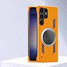 Lyxig avledningskylning Magnetisk telefonfodral för Samsung S25 S24 S23 Ultra S22 Plus S21 S20 FE Ramlöst skal, orange, för S20