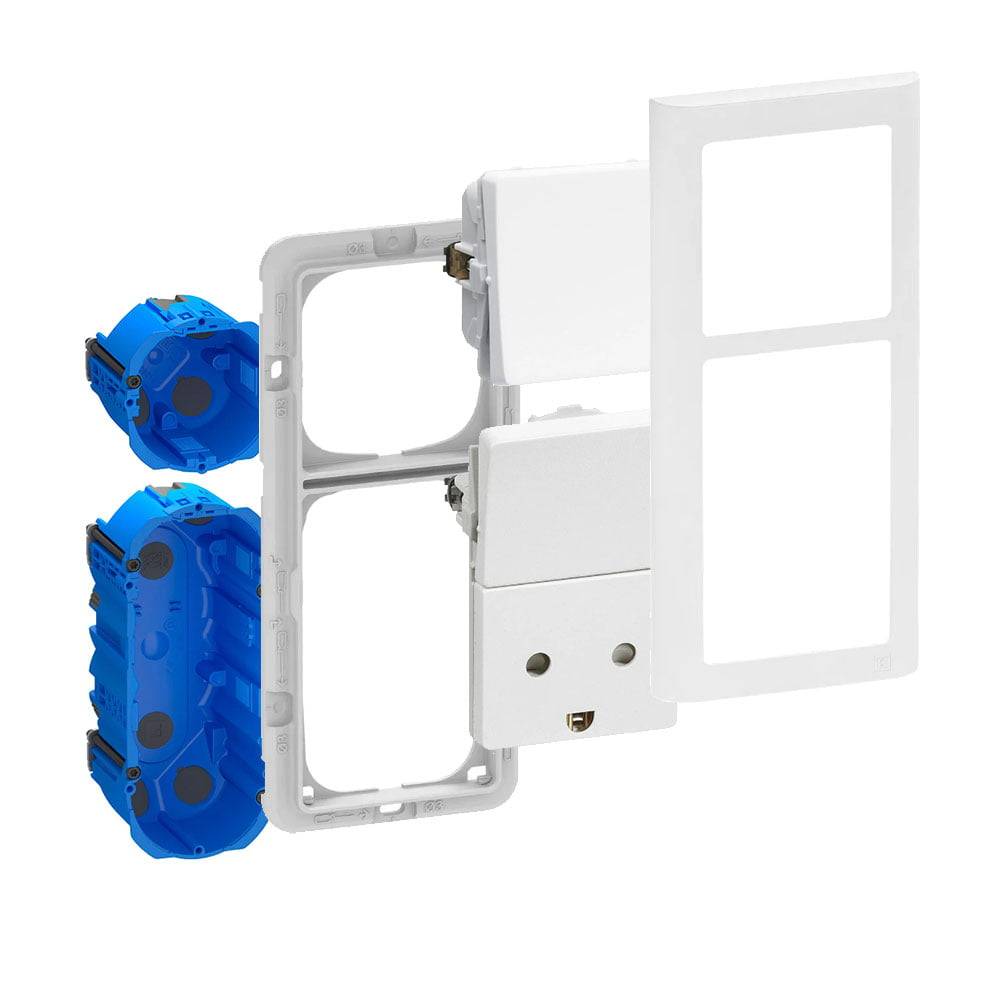 LK FUGA 1,5 modul stikkontakt og 1-pol afbryder - Komplet pakke - 2,5 modul.