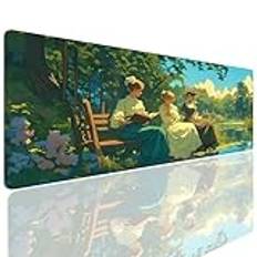 Musmatta spelmusmatta klänning, vattentät musmatta skrivbordsmatta dyna stor musmatta halkfri gummibas, tangentbordsmatta med sydda kanter, tvättbara spelmattor för skrivbord PC bärbar dator 120 x 60