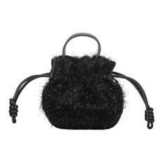 Fabiana Filippi, Taske, Dame, Sort, ONE SIZE, Uld, Lurex Mini Bucket Taske med Lærdetaljer