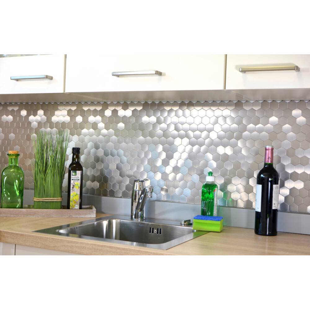 MOSAIK SJÄLVHÄFTANDE HEXAGON METALL 29X28CM PRIS PER ARK