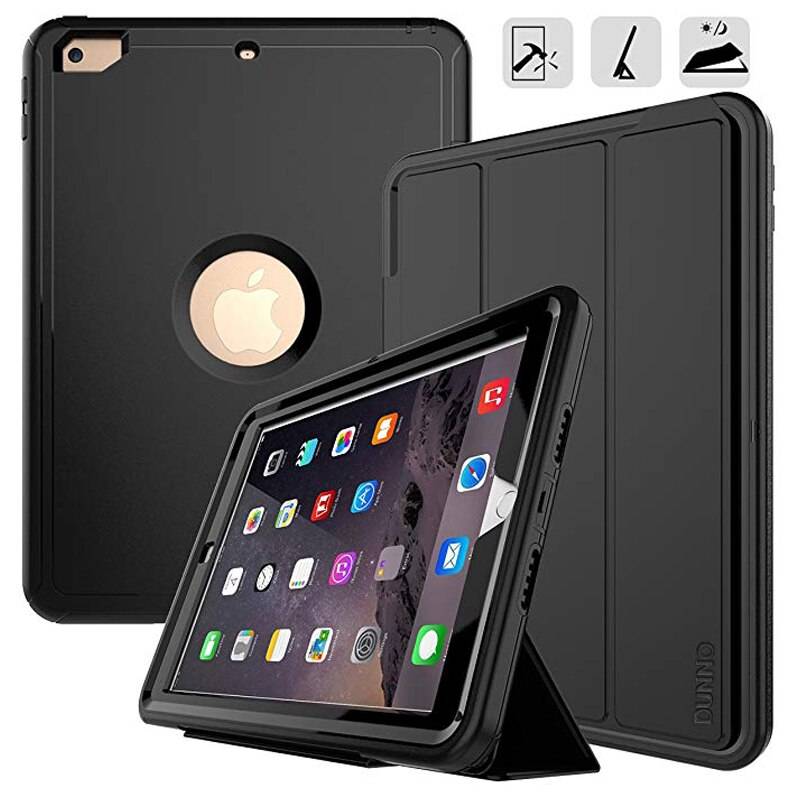 Smart fodral för ipad 9.7 ipad air 2 fodral skal ipad ipad 6th generation ipad 5th generation för ipad a1822 a1893 - Svart och svart