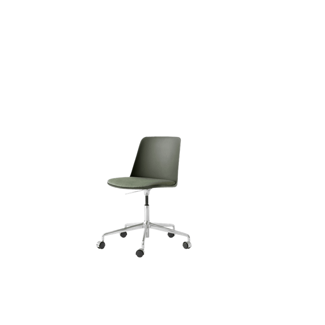 &Tradition Rely Hw29 Spisebordsstol Uden Armlæn Swivel Med Hjul Polstret Sæde /aluminium/canvas 0926 - Stole Stål Bronze Green - 134017A074A004