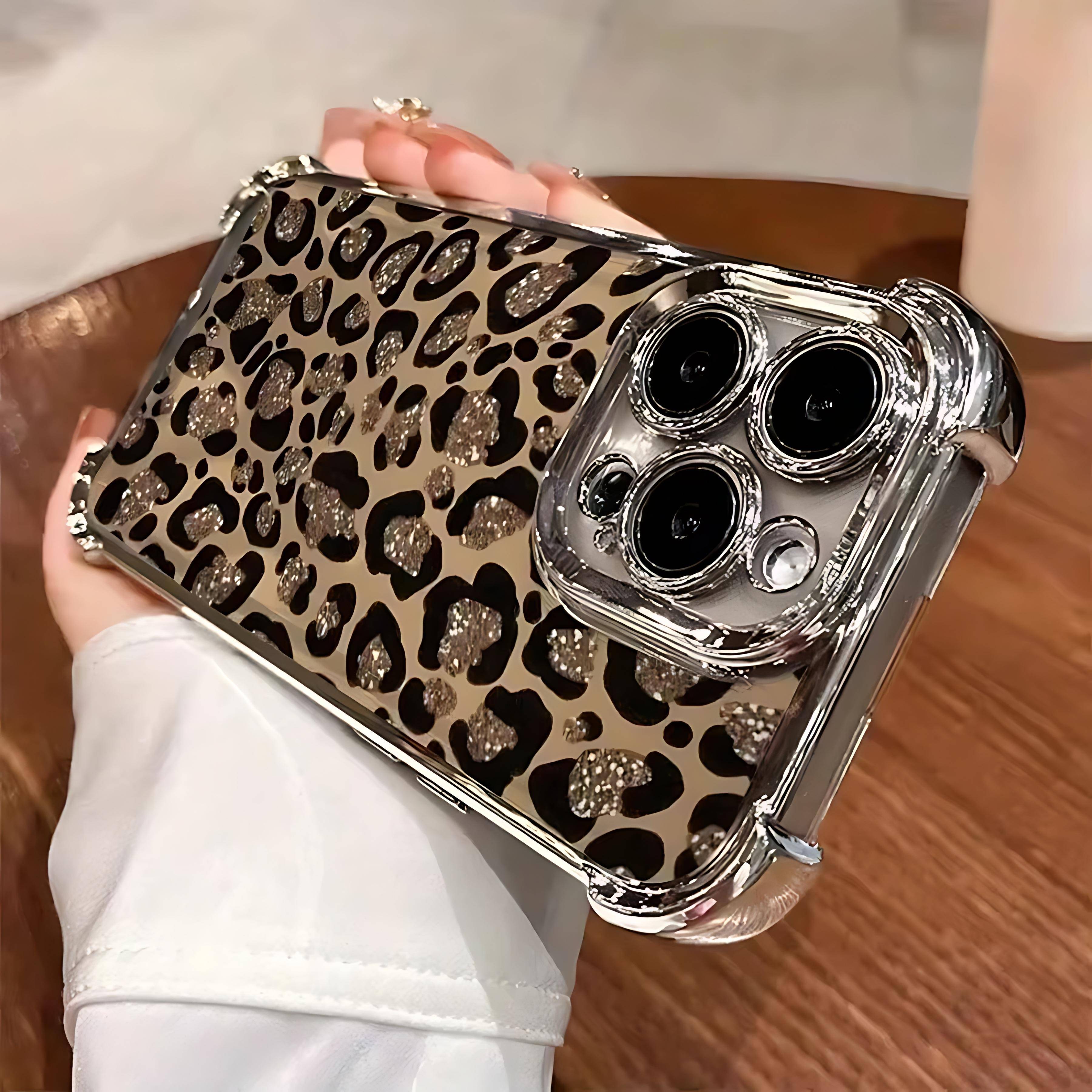 Guld Leopardmönster Pläterat Fodral för Telefon till Xiaomi Redmi 15 15C 14C K50 A1 Note 15 14 13 12 12s Pro Plus 4G 5G Anti-fall Airbag