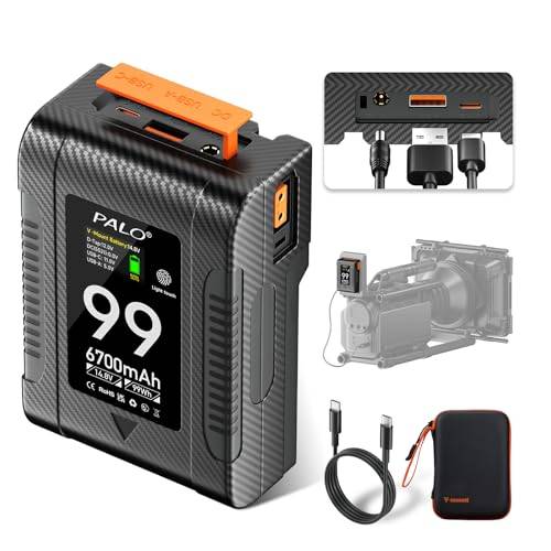 Mspalocell VV-Mount batteri 99Wh 6700mA 14,8V, PD65W USB-C snabbladdning V-Mount battery med OLED-skärm, USB-C/BP/Dual D-TAP (ingång/utgång), DC/USB-A (PD65W) utgång för kamera videokamera