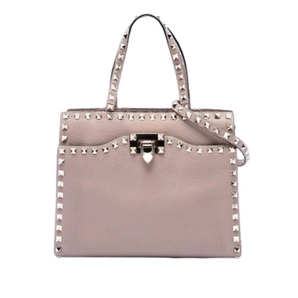 Valentino Vintage Pre-owned Studded Satchel - Vintage - Dame - Beige - ONE SIZE - Uld