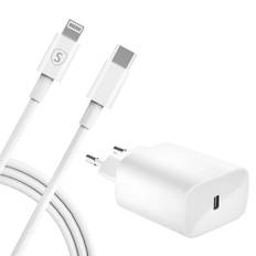 SiGN iPhone USB-C PD Hurtigoplader 20W med USB-C til Lightning-kabel, 2m - Hvid