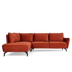 Bella hjørnesofa - orange velour - højrevendt