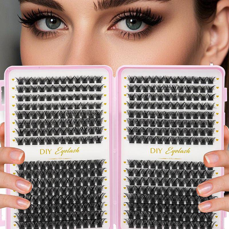 Eyelashes Cluster Kit Natural Individual Eyelashes Fluffy Style Eyelash Extensions Makeup Books Tool