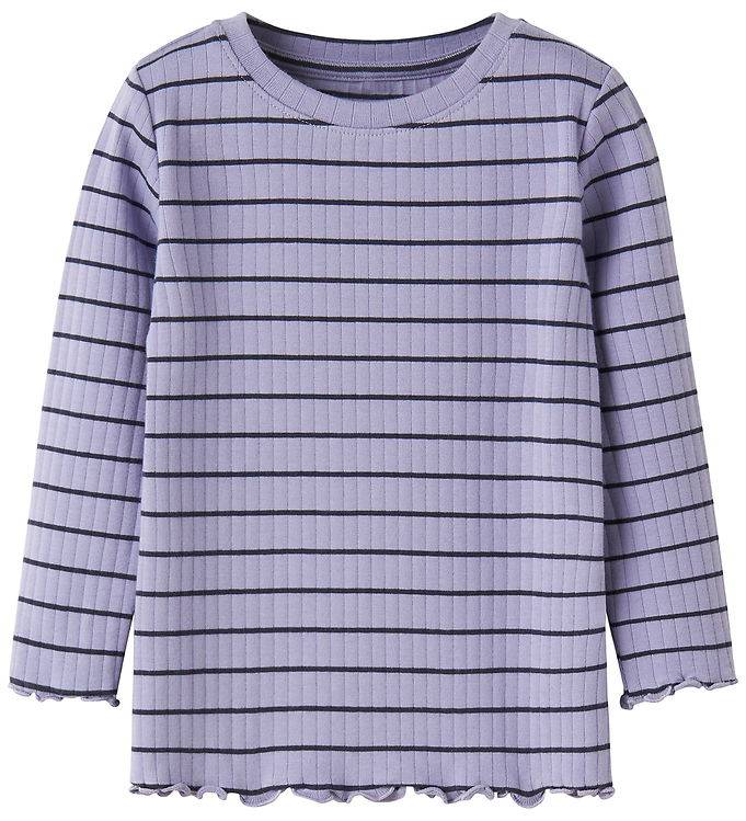 Name It Bluse - Rib - Slim - NmfOlena - Lavender Ring - Name It - 7-8 år (122-128) - Bluse