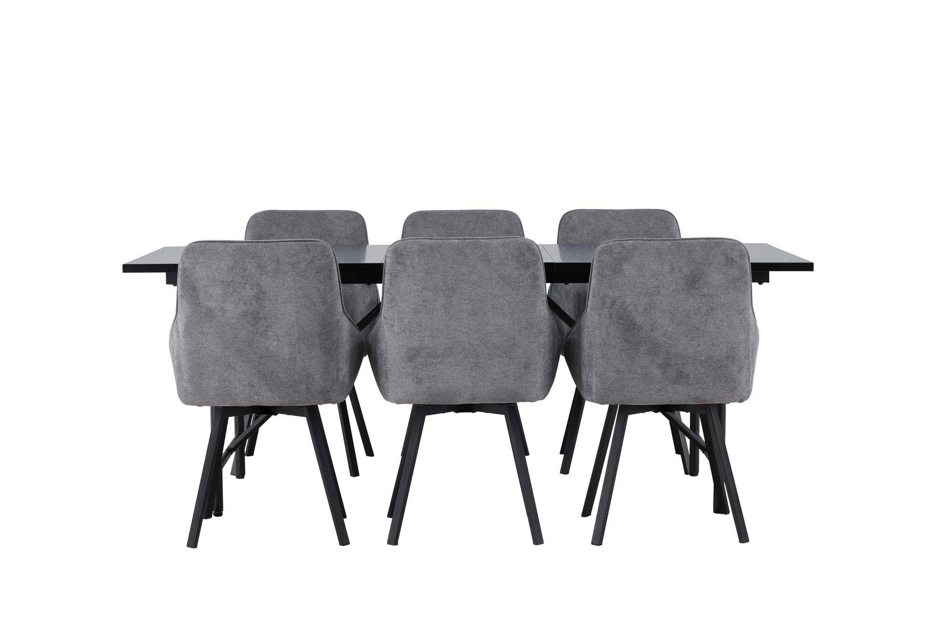 Venture Home Astrid Matgrupp 200 cm Rektangulär med 6 Rosie stolar - Svart Matgrupper Svart,Grå Träfaner