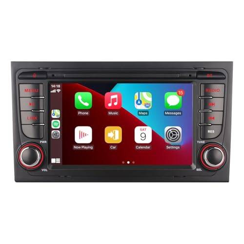 LXKLSZ Autoradio kompatibel mit drahtlos Carplay/Android Auto für Audi A4 S4 RS4 2002-2008 mit 7 Zoll IPS Touchscreen/Bluetooth/Mirror Link/FM/AM/USB