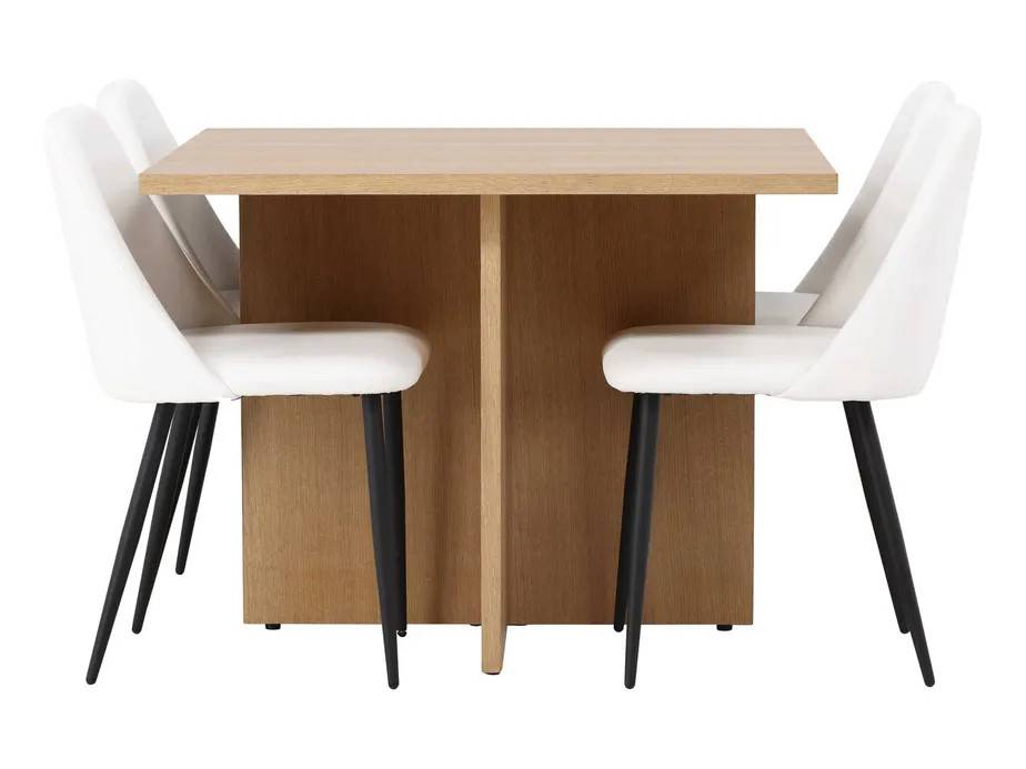 Venture Design Leo & Night matgrupp Vit/natur 4 stolar & bord 100 x 100 cm