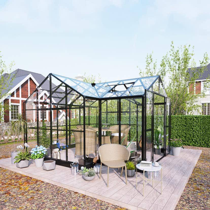 Växthus Metalcraft T-Format 12,4m² 4mm Säkerhetsglas & 6mm Kanalplast