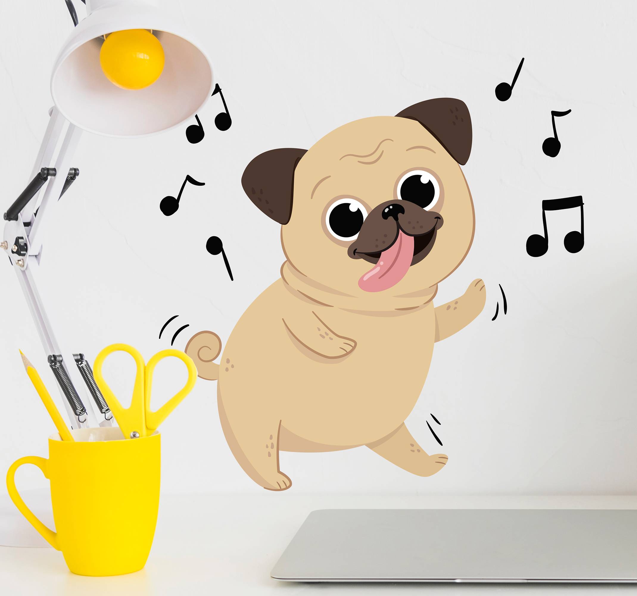 Musikalisk hund djur vägg klistermärke